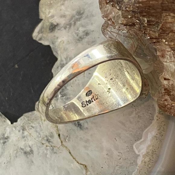 Native American Sterling Double Turquoise Decorated Ring Sz 5/ 6.5 /7.5 / 8 - Picture 8 of 10